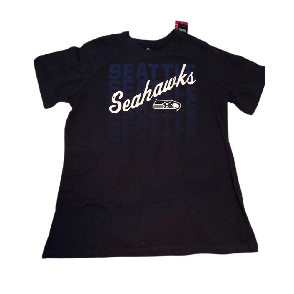 Size- Medium - Navy Women's Majestic NFL Seattle Seahawks Short Sleeve T-Shirt n